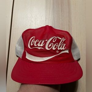 Vintage Coca Cola‎ Script Logo Trucker Snapback Hat